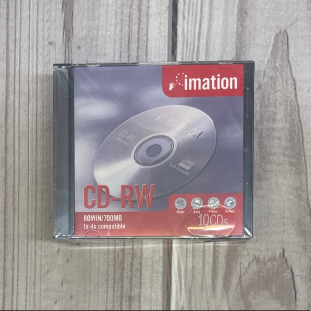 Imation CD-RW 10 Pack CDs 80 Min 700MB 1X-4X Compatible Video Music Data Games